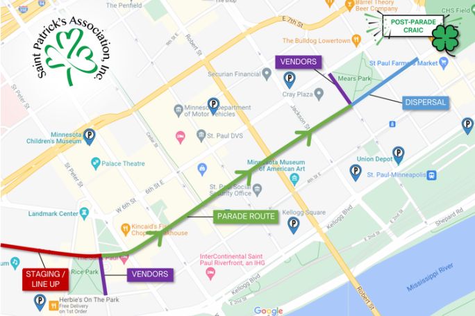 St Patrick's Day Parade Route