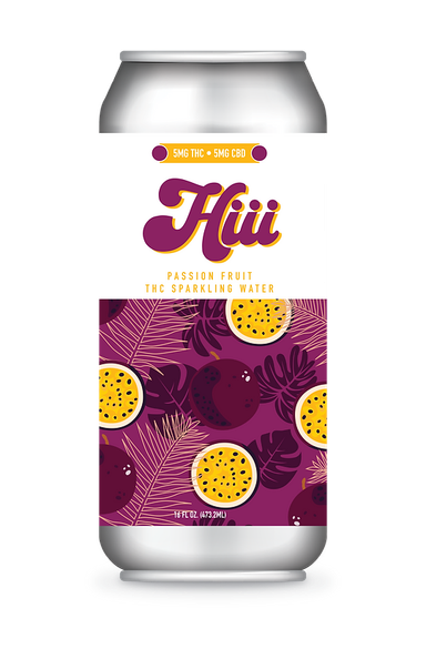 $5 +tax THC/CBD Passion Fruit Hiii Sparkling Water