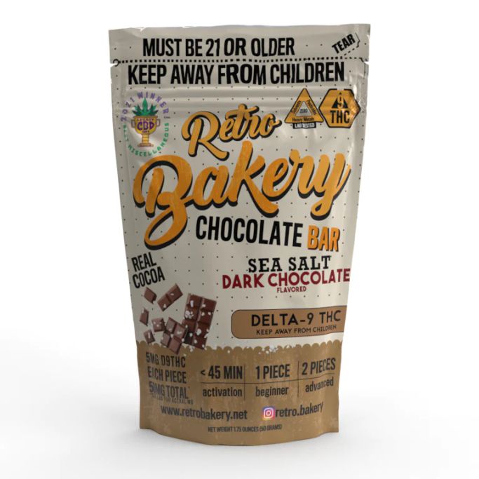 $15 +tax THC Sea Salt Dark Chocolate Bar